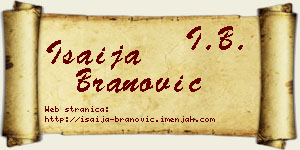 Isaija Branović vizit kartica